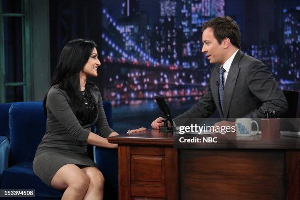 Archie Falloon Archie Panjabi during an interview with host Jimmy Fallon on October ...