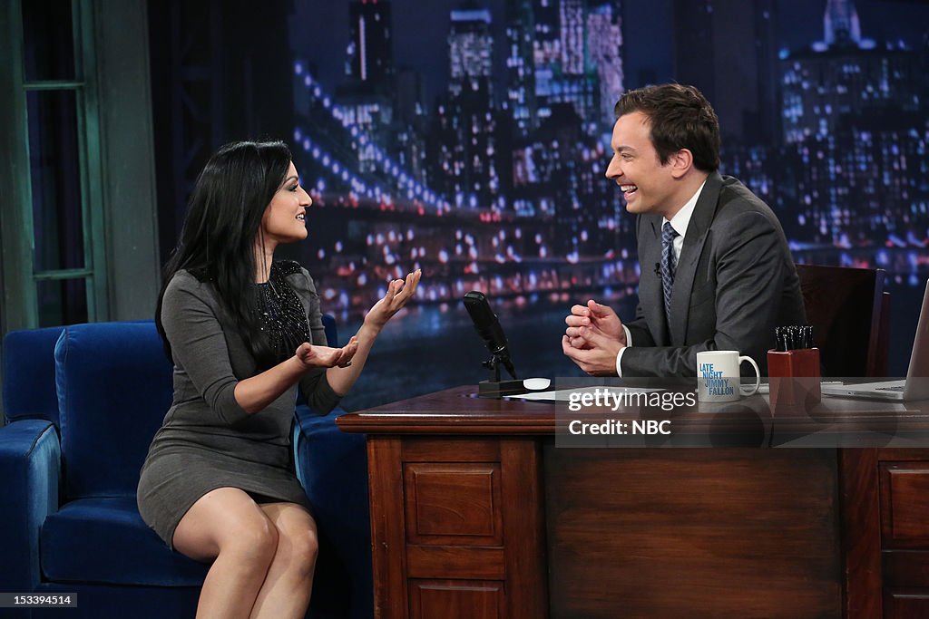 Archie Falloon Archie Panjabi during an interview with host Jimmy Fallon on October ...