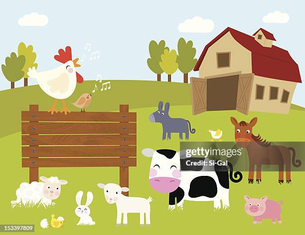 welcome to the farm - cute cow stock illustrations