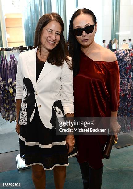 Katherine Ross and Eva Chow attend the Director's Circle Celebration of WEAR LACMA: Inaugural Designs by Johnson Hartig For Libertine And Gregory...