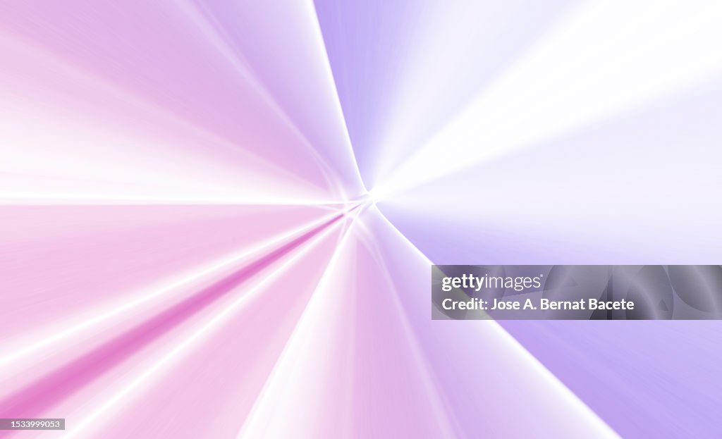 Vortex with wavy moving pink and lilac light trails on a white background.