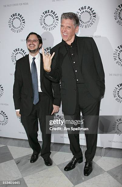 Dave Itzkoff and TV personality Craig Ferguson attend An Evening With Craig Ferguson at The Paley Center for Media on October 4, 2012 in New York...