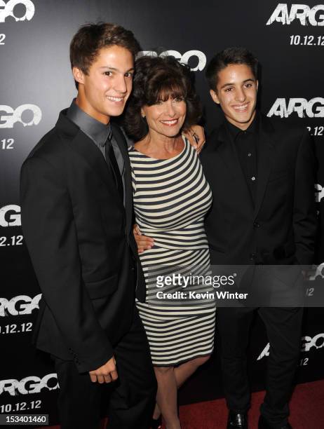 Actress Adrienne Barbeau with William and Walker arrives at the premiere of Warner Bros. Pictures' "Argo" at AMPAS Samuel Goldwyn Theater on October...