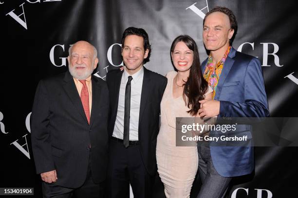 Actors Ed Asner, Paul Rudd, Kate Arrington and Michael Shannon attend the 'Grace' Broadway opening night after party at the Copacabana on October 4,...