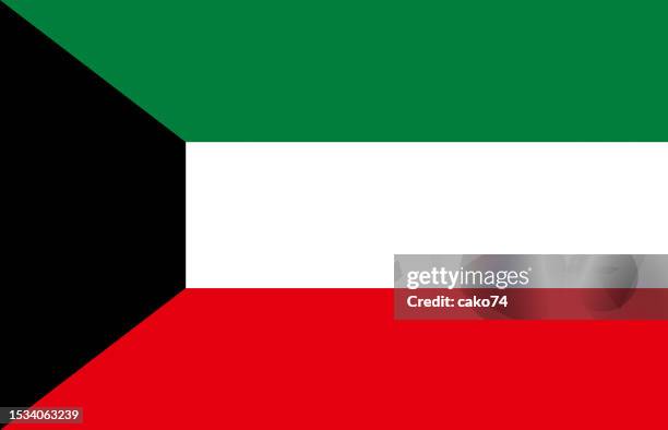 ilustraciones, imágenes clip art, dibujos animados e iconos de stock de ilustración vectorial de la bandera de kuwait - kuwait