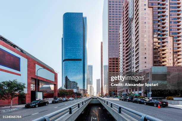 modern glass skyscrapers in downtown los angeles, california, usa - downtown los angeles stock pictures, royalty-free photos & images