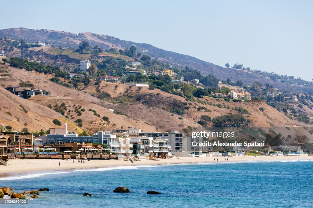 Beach front houses in Malibu, Los Angeles, California, USA