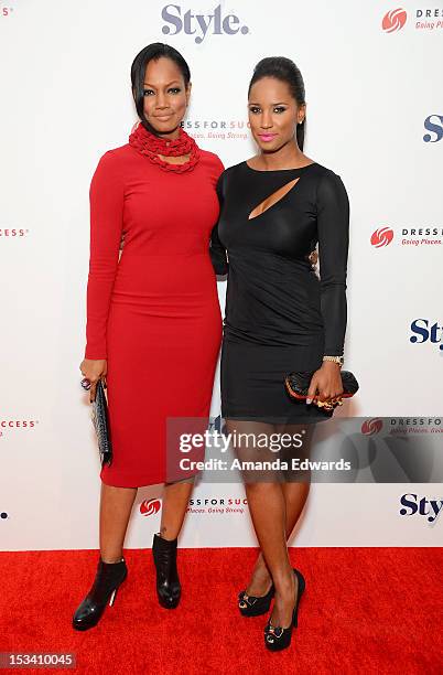 Actress Garcelle Beauvais and Toni Duclottni arrive at the 4th Annual Give & Get Fete at SLS Hotel on October 4, 2012 in Beverly Hills, California.