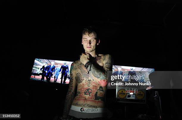 Machine Gun Kelly performs at his "Lace Up" Album Listening Party at Slate on October 4, 2012 in New York City.