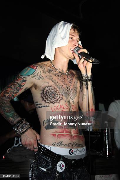 Machine Gun Kelly performs at his "Lace Up" Album Listening Party at Slate on October 4, 2012 in New York City.