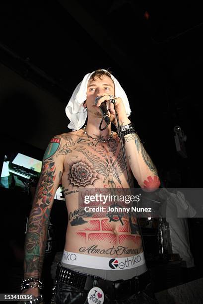 Machine Gun Kelly performs at his "Lace Up" Album Listening Party at Slate on October 4, 2012 in New York City.