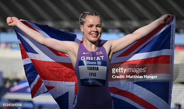 Maria Lyle of Great Britain poses for a picture after the Women's 200m T35 Final during day four of the Para Athletics World Championships Paris 2023...