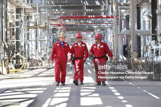 Ascend Performance Materials Gus Garcia, environmental safety, security and health manager Efren Gallo, process operator and Javier Duarte, process...