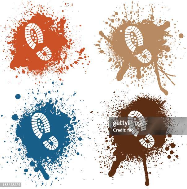 boot prints - mud splat stock illustrations