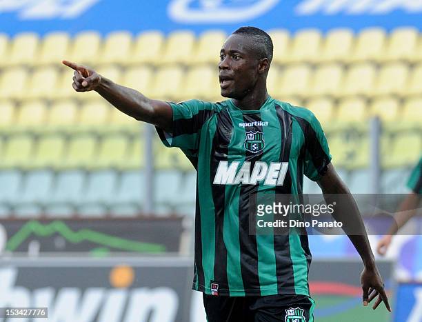 Richmond Boakye of Sassuolo gestures during the Serie B match between US Sassuolo and Ascoli Calcio at Alberto Braglia Stadium on September 29, 2012...
