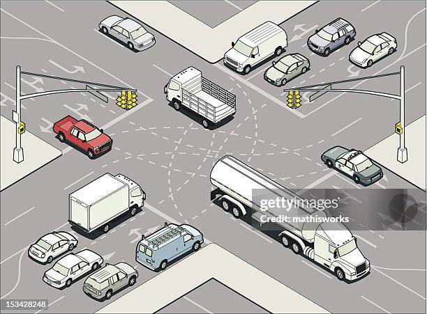 intersection illustration - mathisworks vehicles 幅插畫檔、美工圖案、卡通及圖標