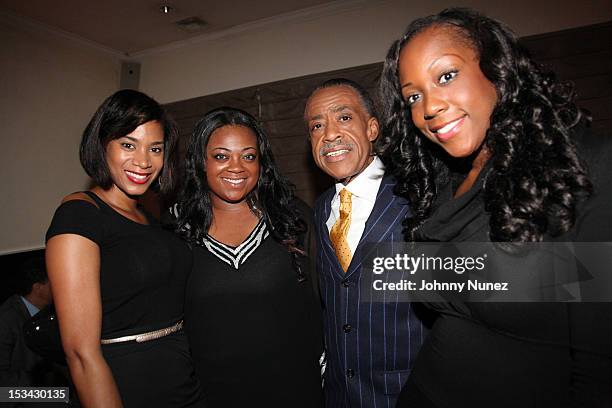 Aisha McShaw, Ashley Sharpton, Rev. Al Sharpton, and Dominique Sharpton celebrate Rev. Al Sharpton's birthday at Philippe Chow on October 4, 2012 in...