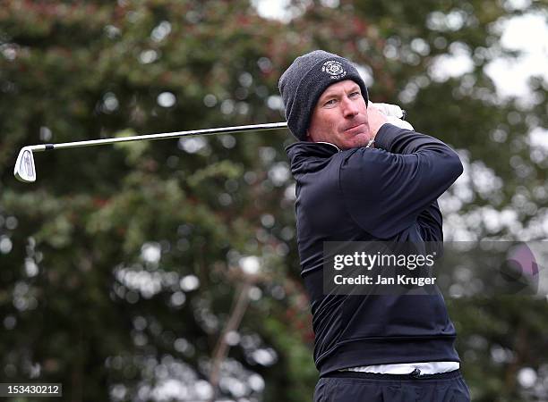 Aran Wainwright of Mid Yorkshire GC in action during the final round of the Skins PGA Fourball Championship at Forest Pines Hotel & Golf Club on...