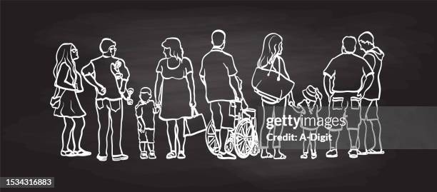 diversity sidewalk crowd blackboard - teen babysitting stock illustrations