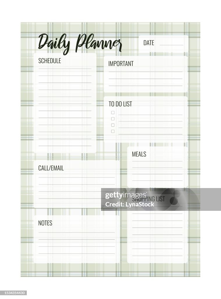 Blank Schedule Planner 3 Column 4 Line Daily Planner Printable Vector Template Blank Organizer Page A4 A5 ...