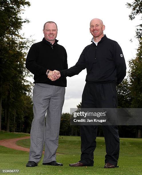 Tournament winners Adrian Ambler of Low Laithes GC and partner Aran Wainwright of Mid Yorkshire GC pose during the final round of the Skins PGA...