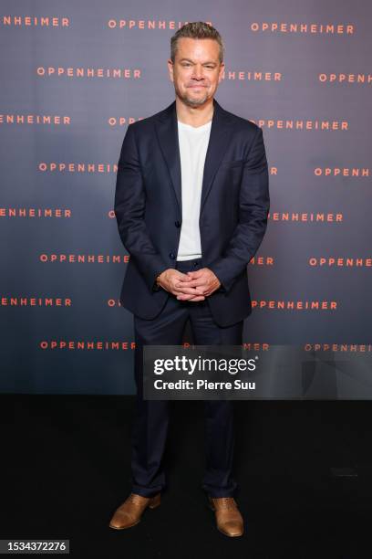 Matt Damon attends the "Oppenheimer" premiere at Cinema Le Grand Rex on July 11, 2023 in Paris, France.