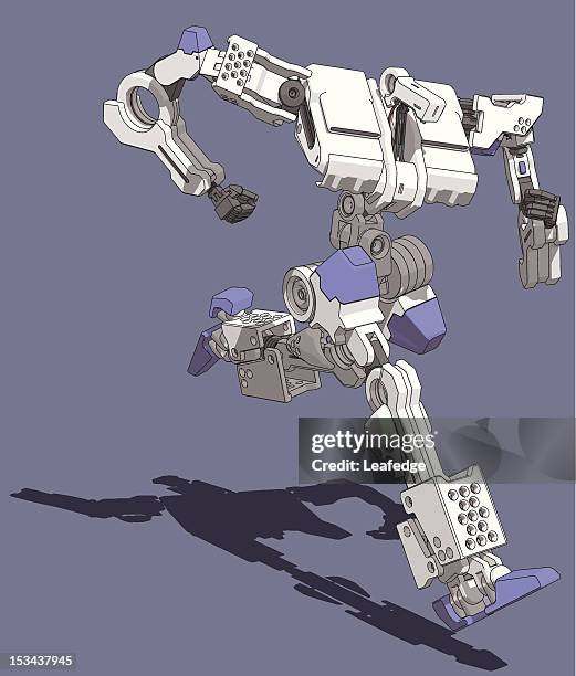 armored loader(running front right view) - robot running stock illustrations