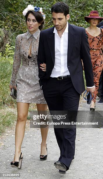 Blanca Suarez and Miguel Angel Silvestre attend the wedding of Juan Pablo Shuk and Ana De La Lastra on September 22, 2012 in Biescas, Spain.