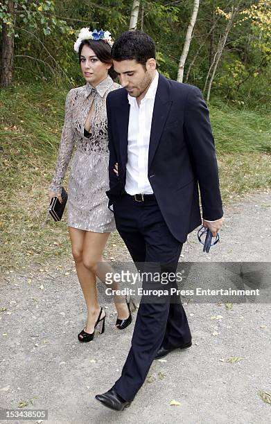 Blanca Suarez and Miguel Angel Silvestre attend the wedding of Juan Pablo Shuk and Ana De La Lastra on September 22, 2012 in Biescas, Spain.