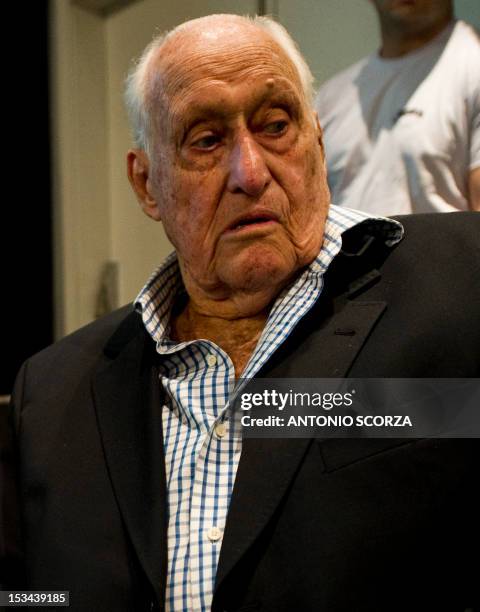 Former FIFA president Joao Havelange attends the opening ceremony of the General Assembly of the Rio 2016 Olympic organizing committee on October 5,...