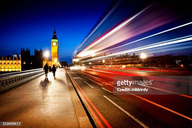london big ben and westminster bridge at dusk - streak stock pictures, royalty-free photos & images