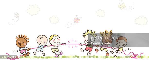 Two Ropes Cartoons Children Playing With Rope Cartoon Illustration High-Res Vector Graphic ...