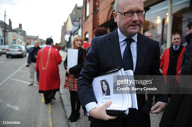 Politician Paul Nash during a procession led by Mayor of Drogheda Paul Bell from Laurence Gate, where the Meagher family are from, to a Memorial...