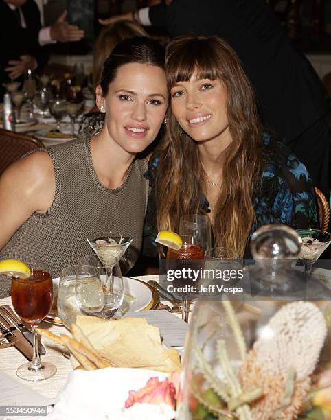 Actresses Jessica Biel and Jennifer Garner attend Variety's 4th Annual Power of Women Event Presented by Lifetime at the Beverly Wilshire Four...