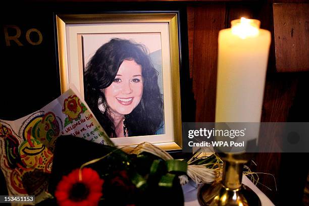 Photograph of Jill Meagher is seen during a Memorial Service for the murdered journalist at St. Peter's Church on October 5, 2012 in Drogheda,...