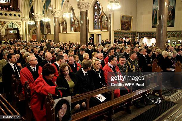 Local dignitaries and relatives seen during a Memorial Service for murdered journalist Jill Meagher at St. Peter's Church on October 5, 2012 in...