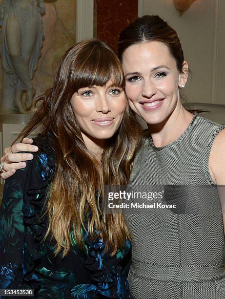 Actresses Jessica Biel and Jennifer Garner attend Variety's 4th Annual Power of Women Event Presented by Lifetime at the Beverly Wilshire Four...