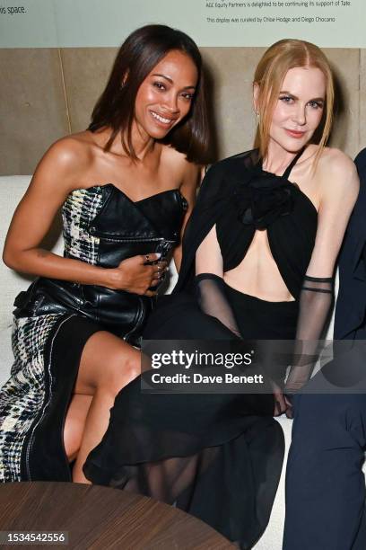 Zoe Saldana and Nicole Kidman attend the launch event for 'Special Ops: Lioness' hosted by Paramount+ and Vanity Fair on July 11, 2023 in London,...