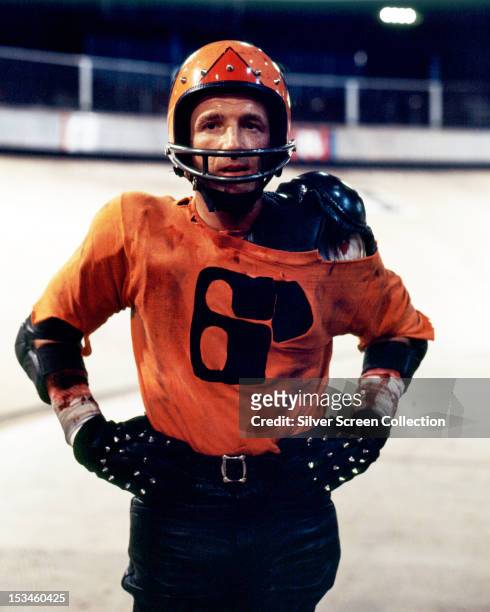 American actor James Caan as Jonathan E in 'Rollerball', directed by Norman Jewison, 1975.