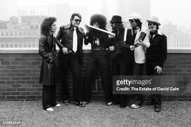 Rock group the J. Geils Band pose for a portrait on June 12, 1974 in New York City, New York.
