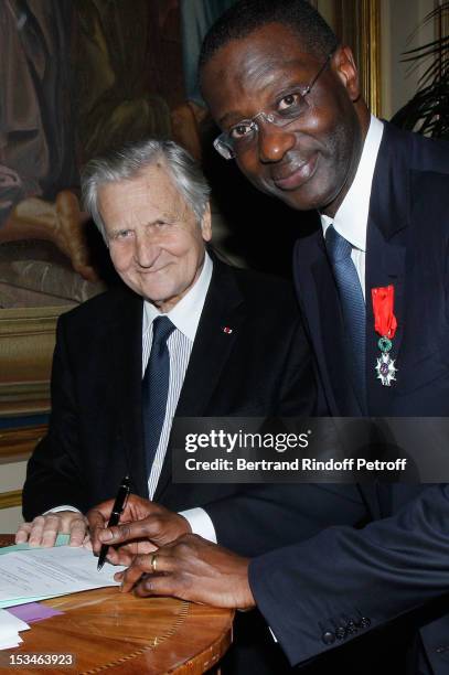 Tidjane Thiam President of the ABE and former politician Chief Executive of Prudential and Jean Claude Trichet former President of the BCE at Cercle...