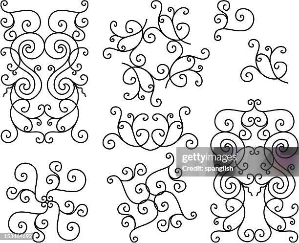 wrought iron motifs - wrought iron stock illustrations