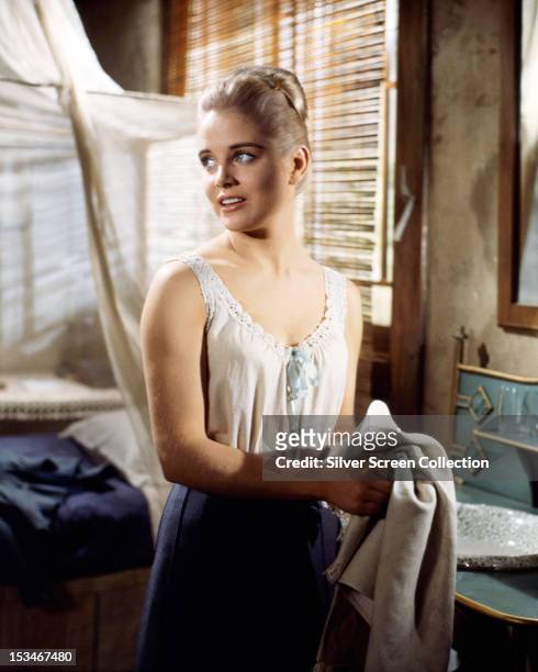American actress Sue Lyon as Emma Clark in '7 Women', directed by John Ford, 1966.