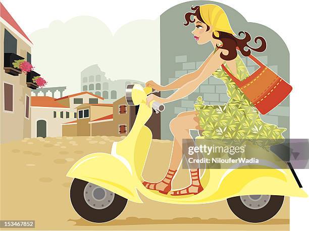tourist in italy - city cobblestone stock illustrations