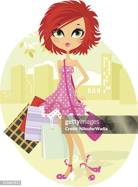 funky shopper - strapless stock illustrations