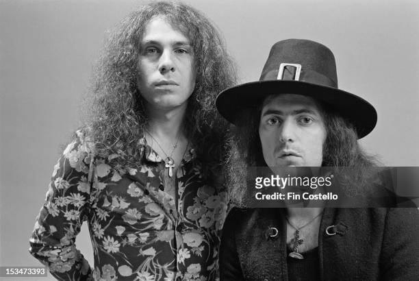 1st JUNE: Rock group Rainbow featuring guitarist Ritchie Blackmore and singer Ronnie James Dio posed in Los Angeles, USA in June 1975.
