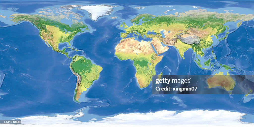 Terreno mapa del mundo de vista de satélite