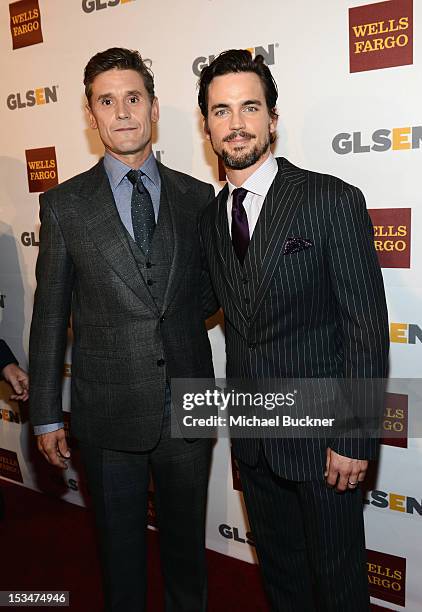 Honoree-2012 Inspiration Award Simon Halls and actor Matt Bomer arrive at the 8th Annual GLSEN Respect Awards held at Beverly Hills Hotel on October...