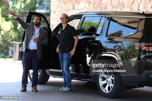 Eric Lefkofsky , founder of Tempus and co-founder of Groupon, arrives at the Sun Valley Lodge for the Allen & Company Sun Valley Conference on July...