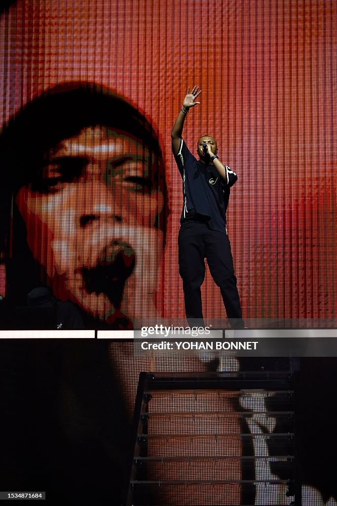 Sorane Rapper French rapper Said M'Roumbaba, aka Soprano, performs on stage during ...